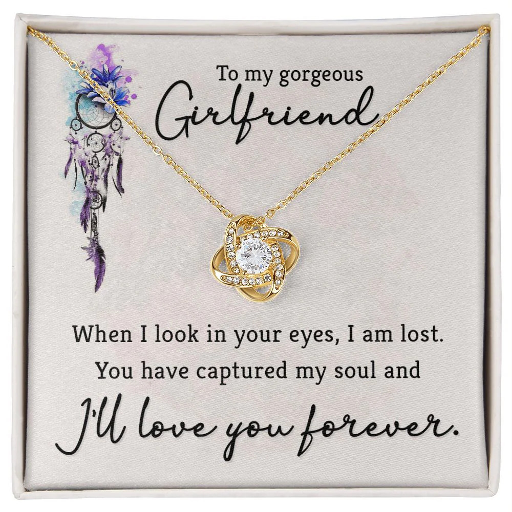 Girlfriend When I Look In Infinity Knot Cz Necklace Gold Tone Standard Box